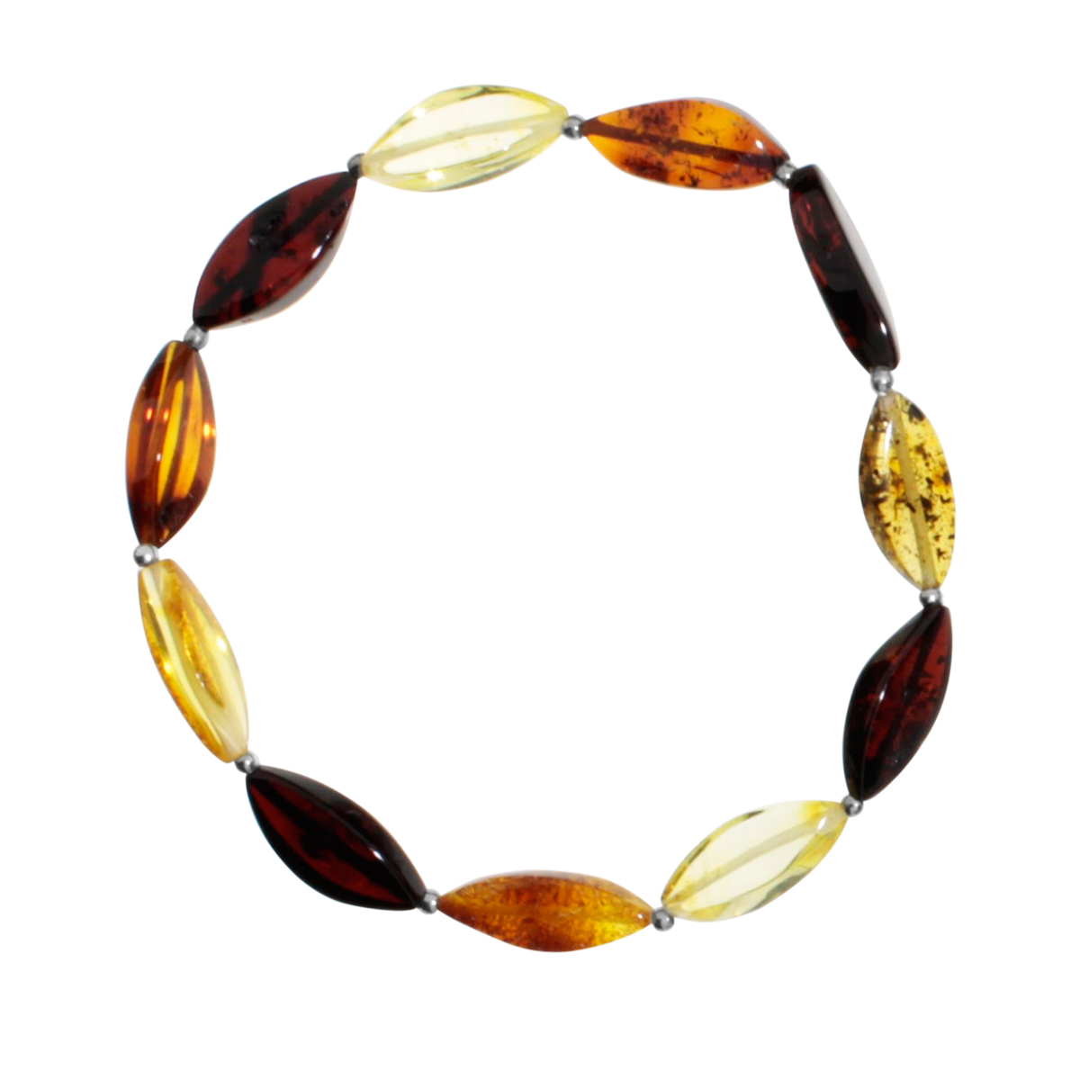 051-410013-032015967940aaa84a Bernsteinarmband, 19 cm, Gummizug, navetteform