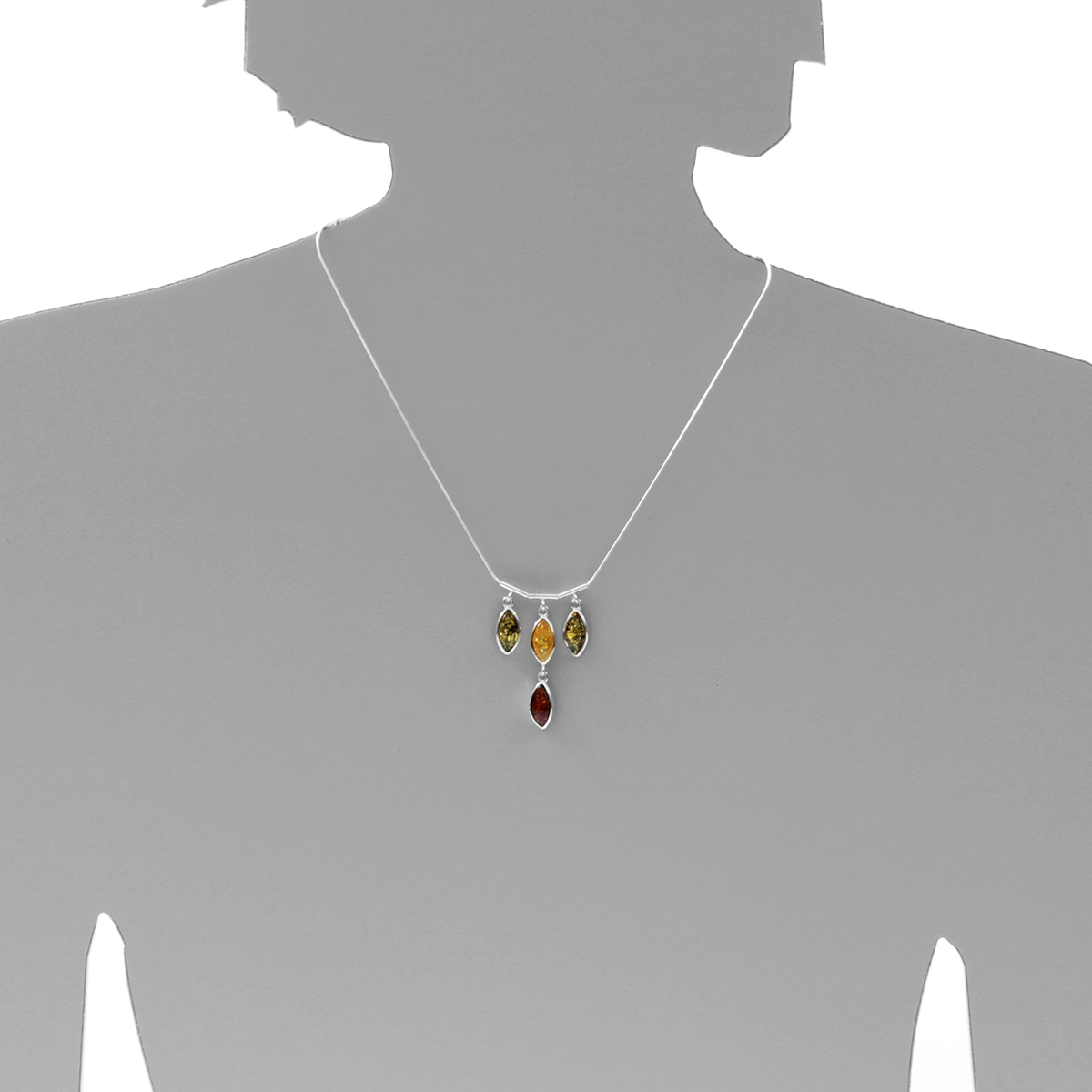 089-290013-0450s Collier Silber 925/000, 45 cm, Bernstein