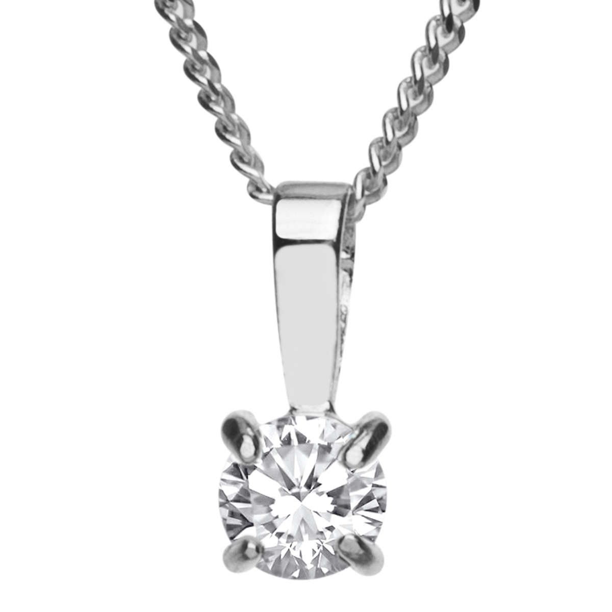 043-201651-A142 Kette mit Anhänger Silber 925/000, Zirkonia, weiß, 42 cm
