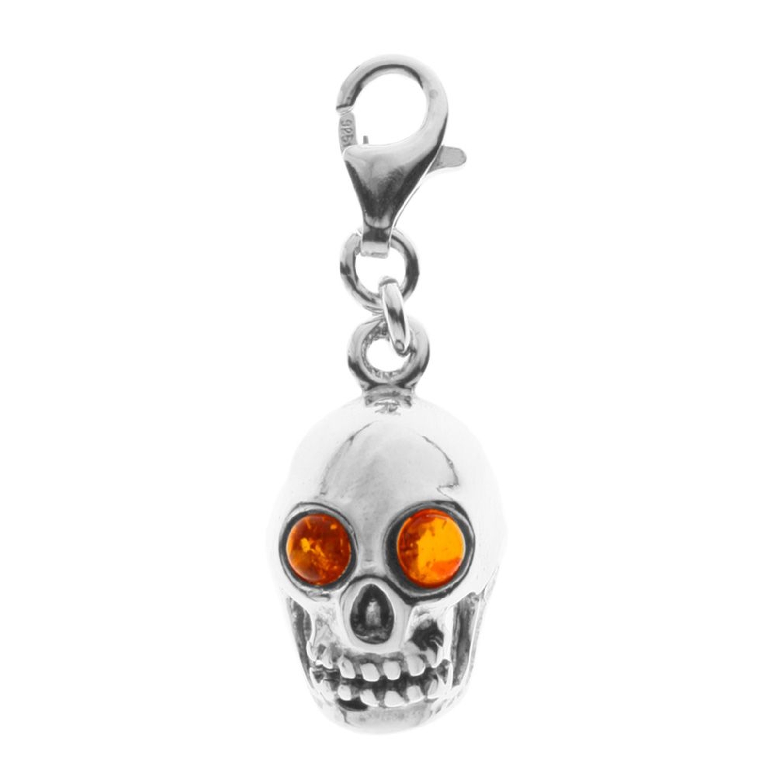 098-200490-0200 Charm Silber 925/000, Totenkopfmaske, Bernstein