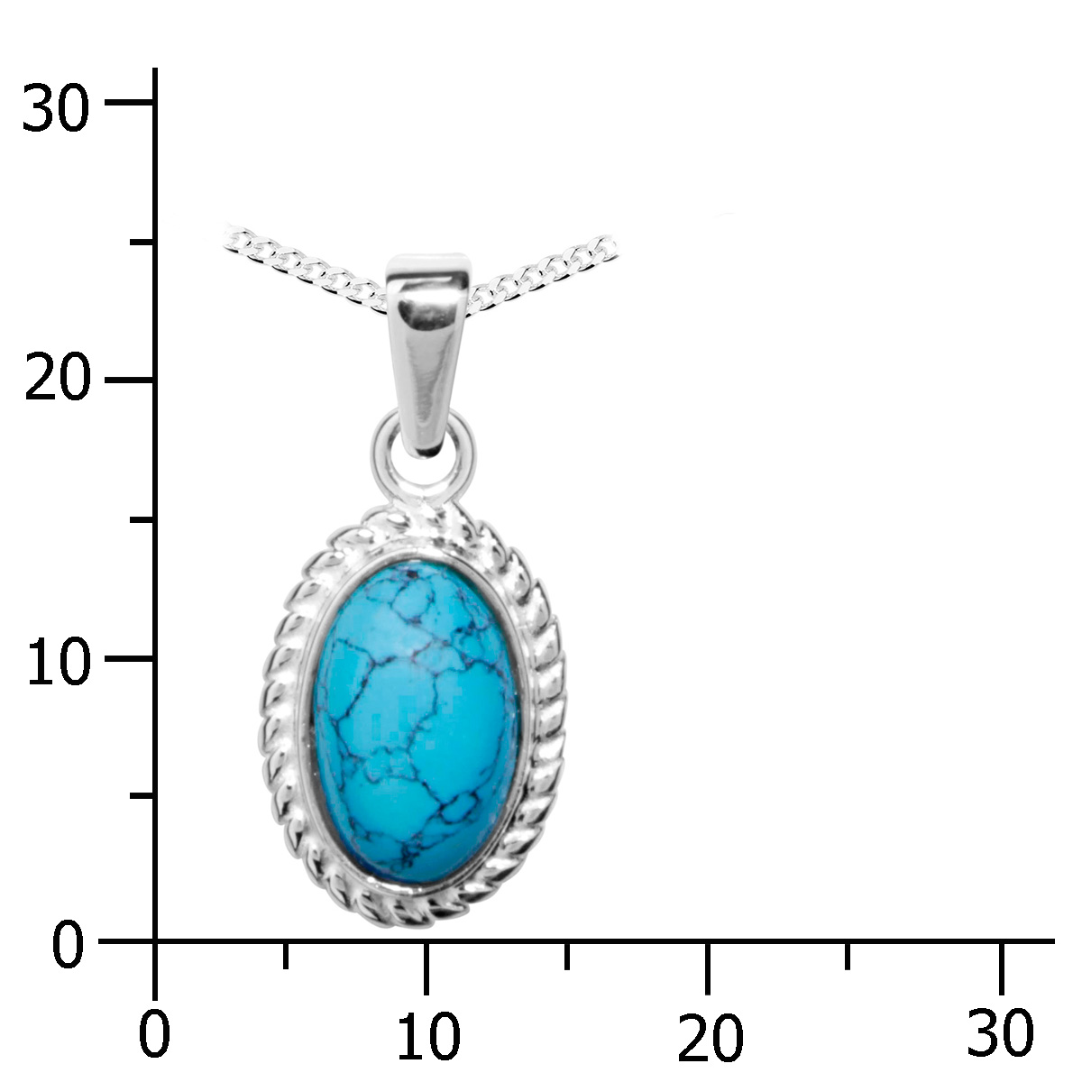 001-201396-A345k Kette mit Anhänger Silber 925/000, 45 cm, rek. Türkis