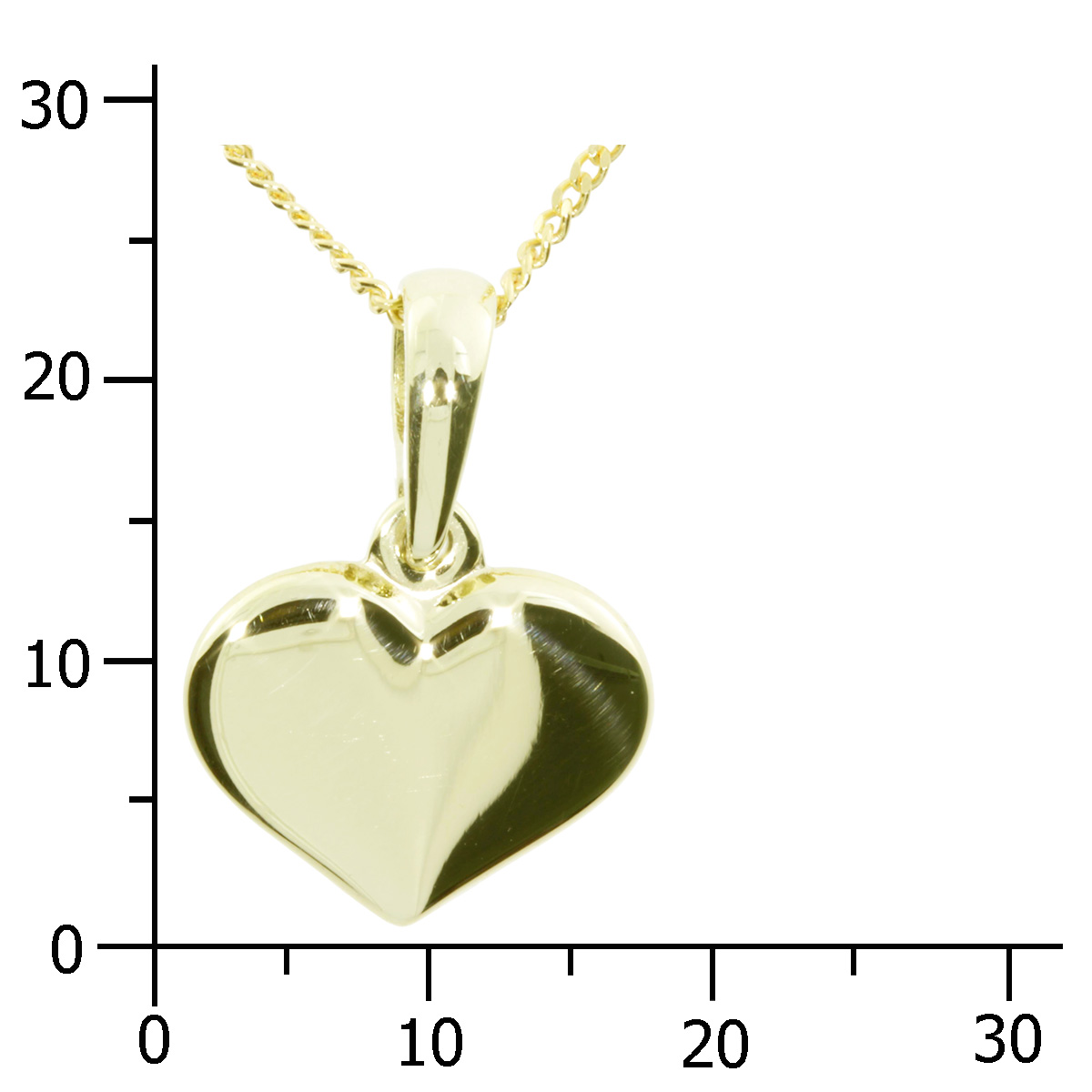 001-103635-A142k Kette mit Anhänger, Gold 333/000, Herz, 42 cm