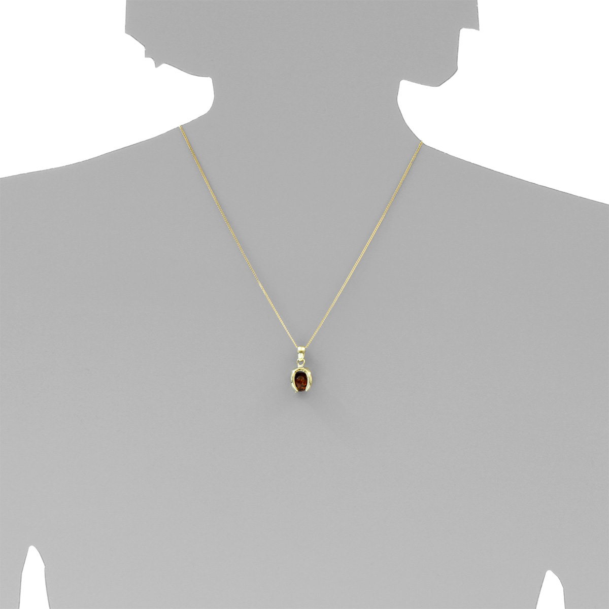 001-103636-A142s Kette mit Anhänger Gold 333/000, 42 cm, Bernstein
