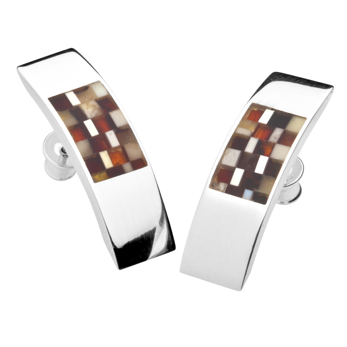 085-260051-0570 Ohrstecker Silber 925/000, Bernstein-Mosaik