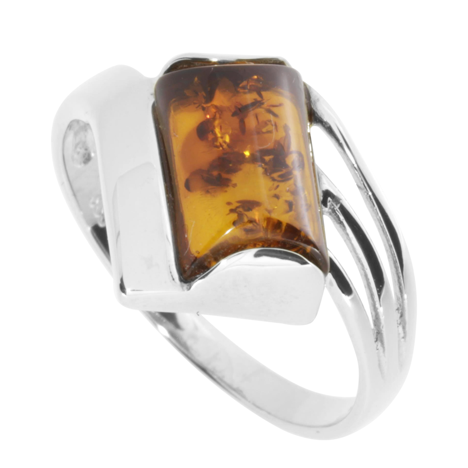 Ring Silber 925/000, Bernstein -Größe wählbar-