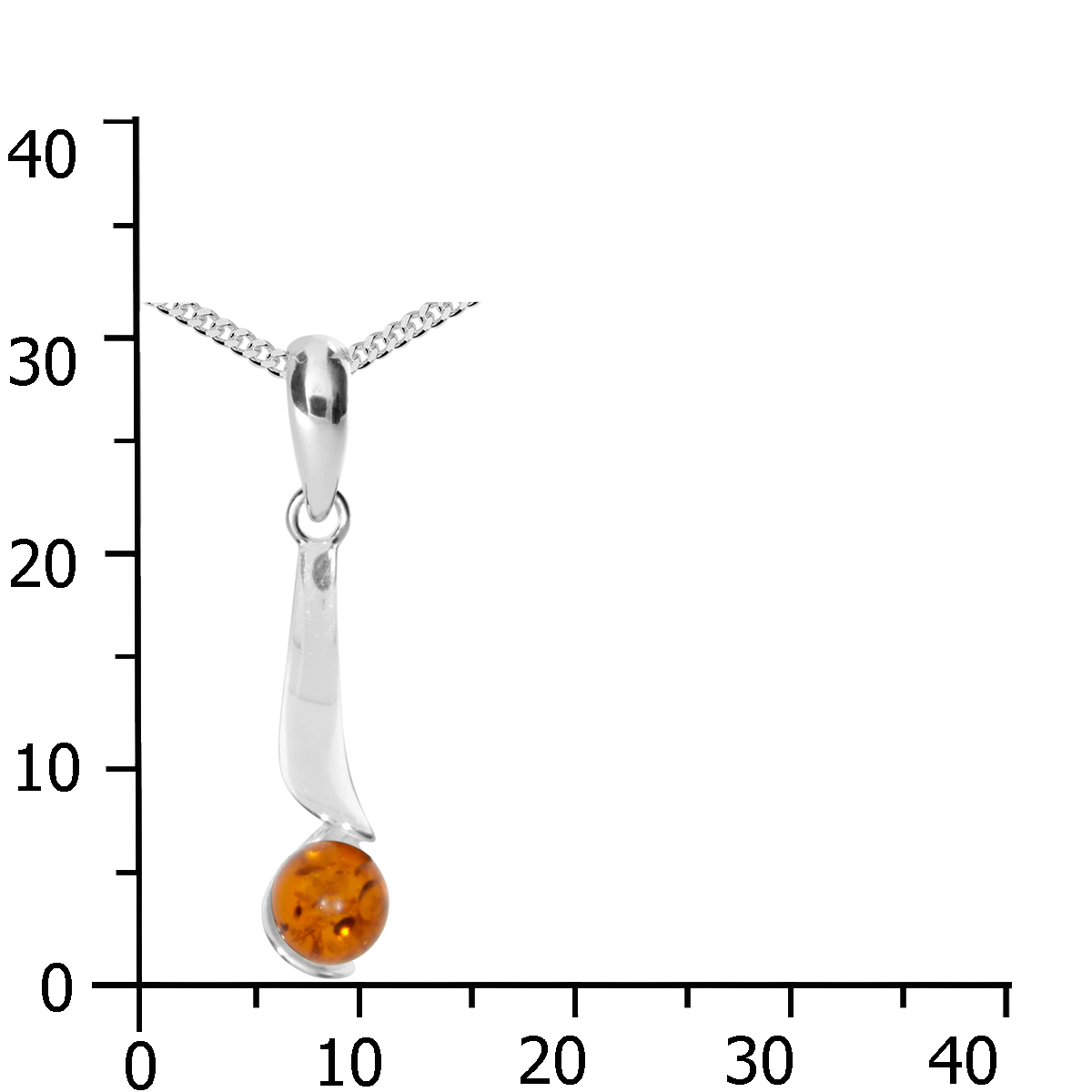 Kette mit Anhänger Silber 925/000, 45 cm, Bernstein