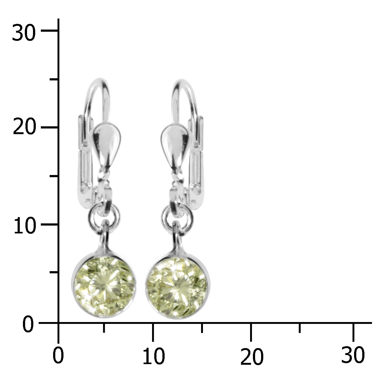 001-263396-0200keCmqCZARvZyMg Ohrhänger Silber 925/000, Zirkonia-limette, 6 mm