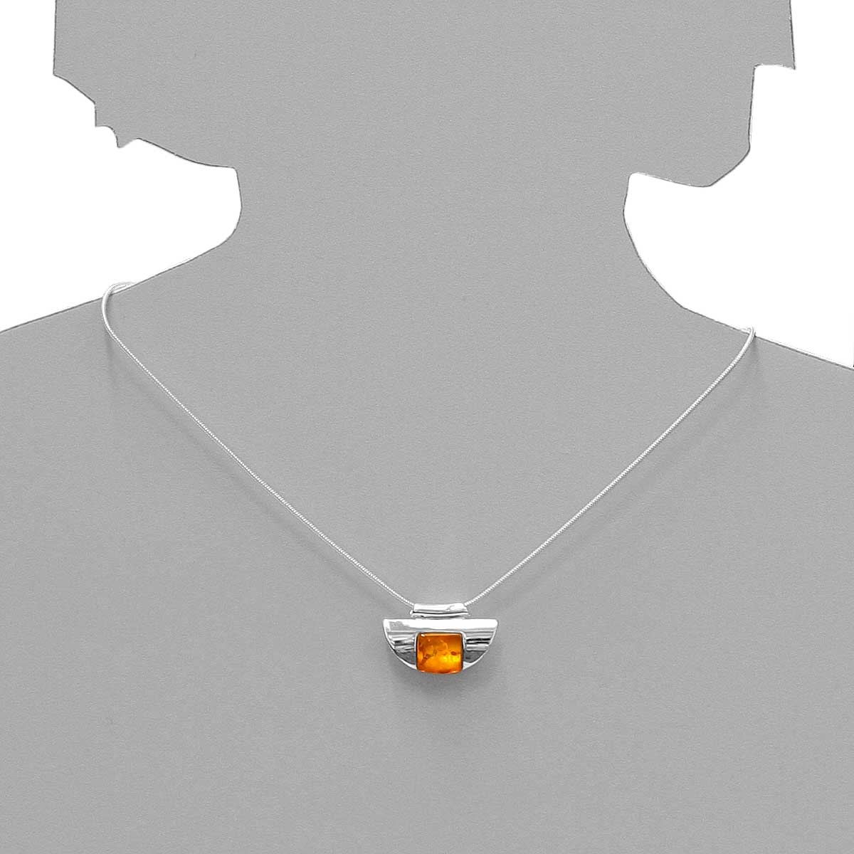 001-203514-A142s Kette mit Anhänger Silber 925/000, Bernstein, 42 cm