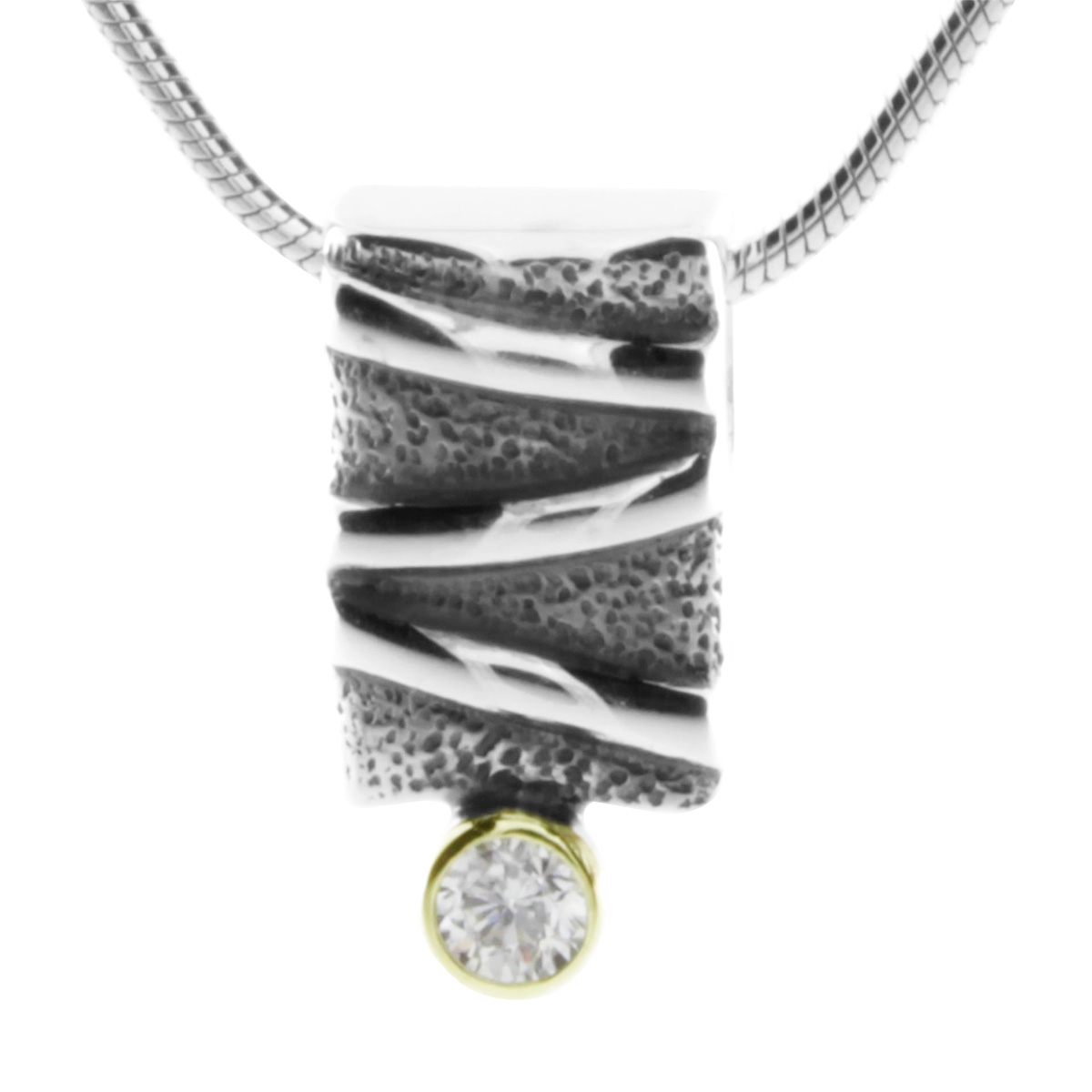 001-203291-A145 Kette mit Anhänger Silber 925/000, 45 cm, Zirkonia in 585/000 Fassung