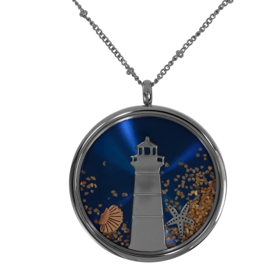 Kette mit Anhänger (38 mm), Edelstahl, Leuchtturm, 80 - 85 cm verstellbar Kette mit Anhänger (38 mm), Edelstahl, Leuchtturm, 80 - 85 cm verstellbar