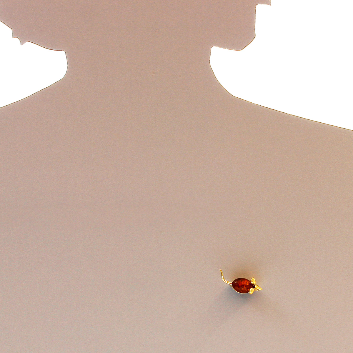 088-230004-3102s Brosche "Maus", Silber 925/000 vergoldet, Bernstein