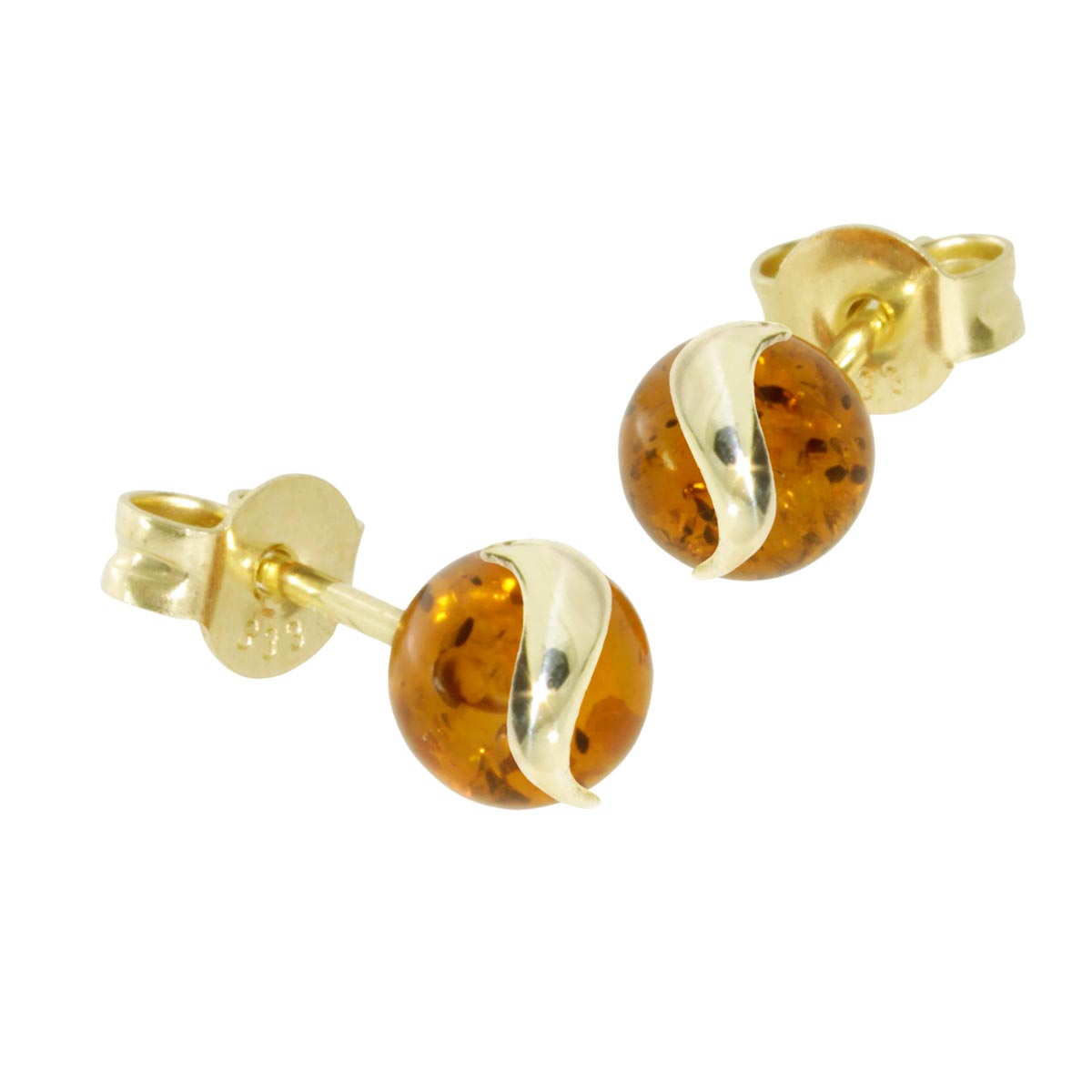 001-160438-0006 Ohrstecker Gold 333/000, Bernstein