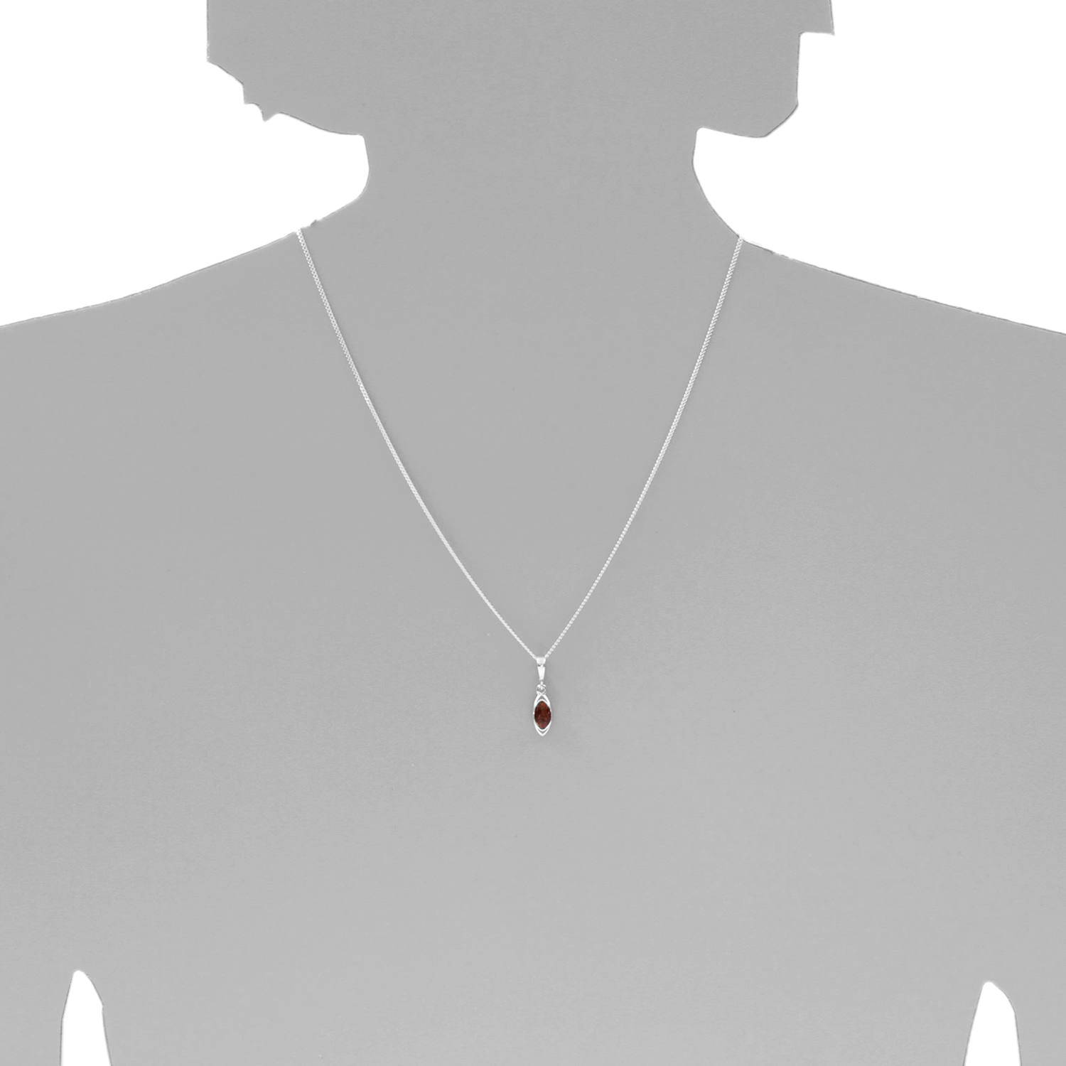 089-200090-A145s Kette mit Anhänger Silber 925/000, Bernstein, 42 oder 45 cm