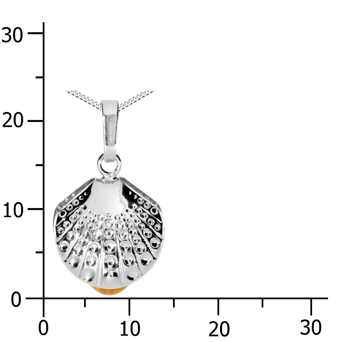 104-200044-0142k Kette mit Anhänger Silber 925/000, Muschel, 42 oder 45 cm, Bernstein