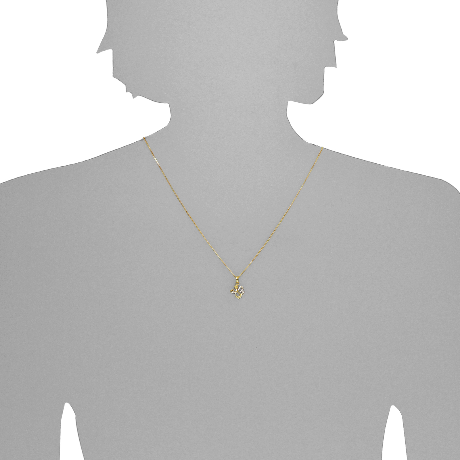 114-100060-A142sy6oZ8lKqxsFTd Kette mit Anhänger Engel Gold 333/000,  42 oder 45 cm, Zirkonia