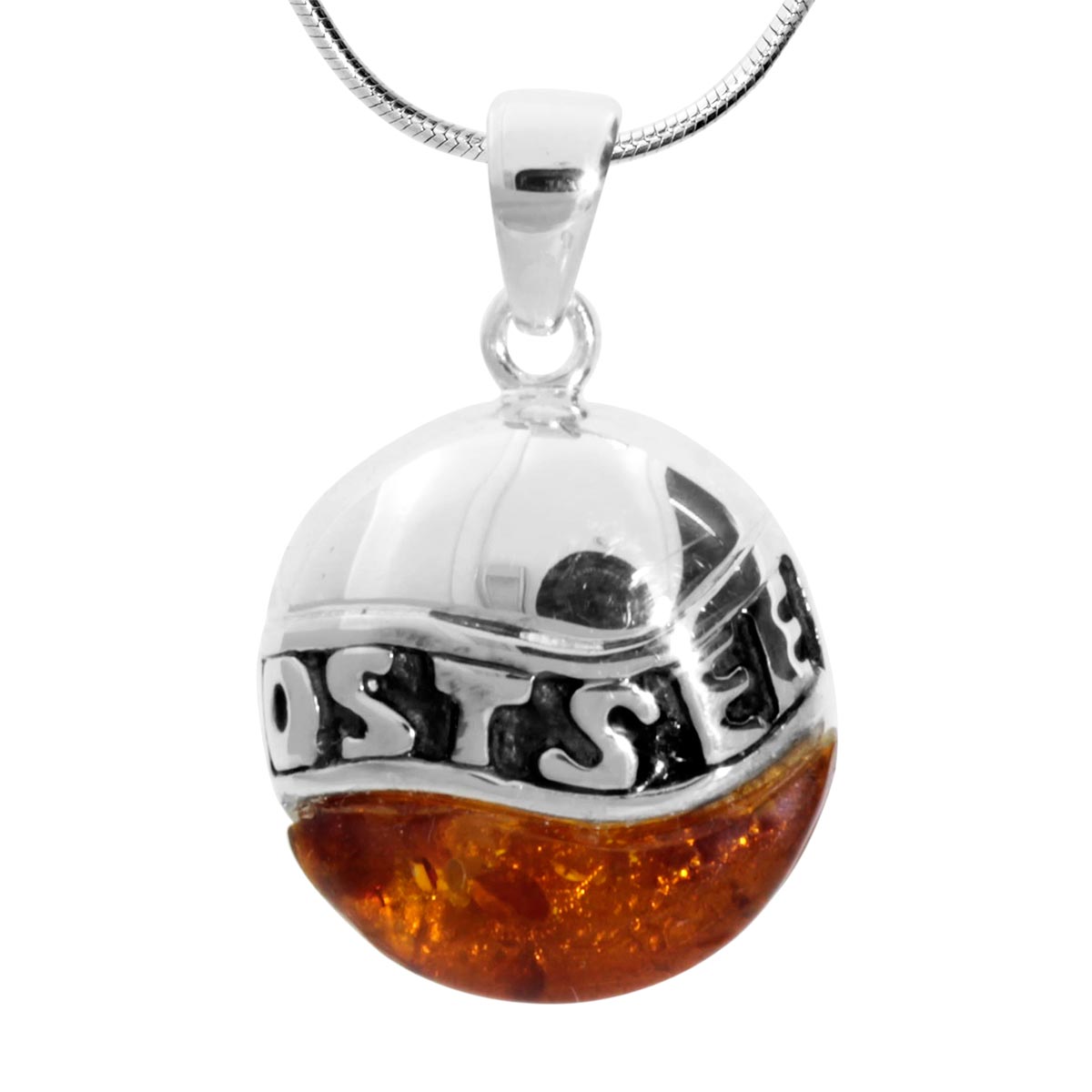 001-203240-A145 Kette mit Anhänger Silber 925/000, 45 cm, Bernstein