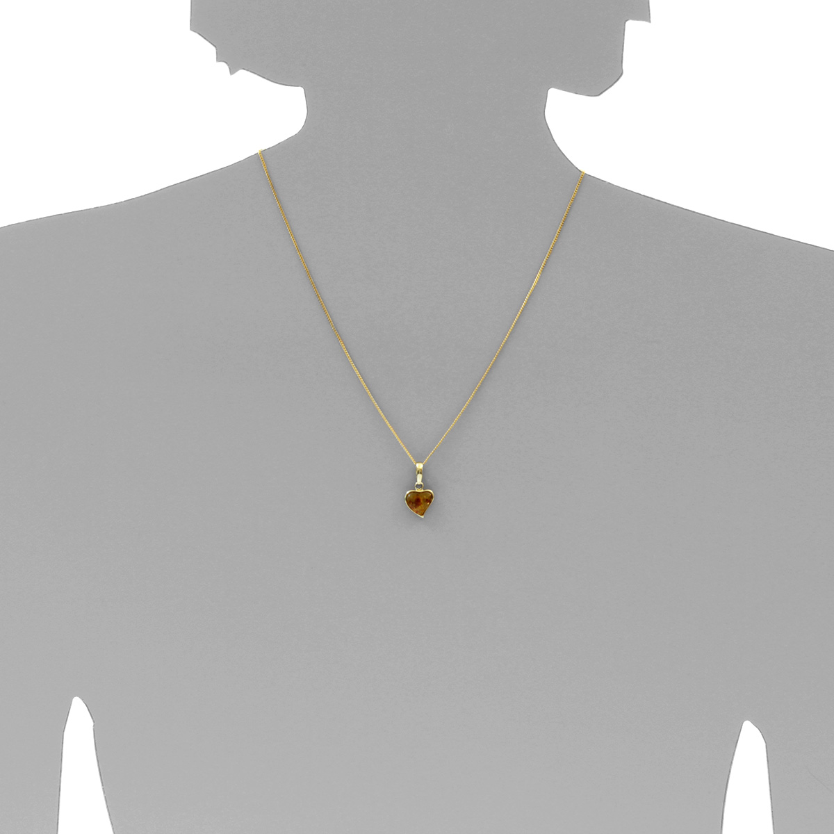 001-103654-A142s Kette mit Anhänger Gold 333/000, 42 cm, Herz, Bernstein