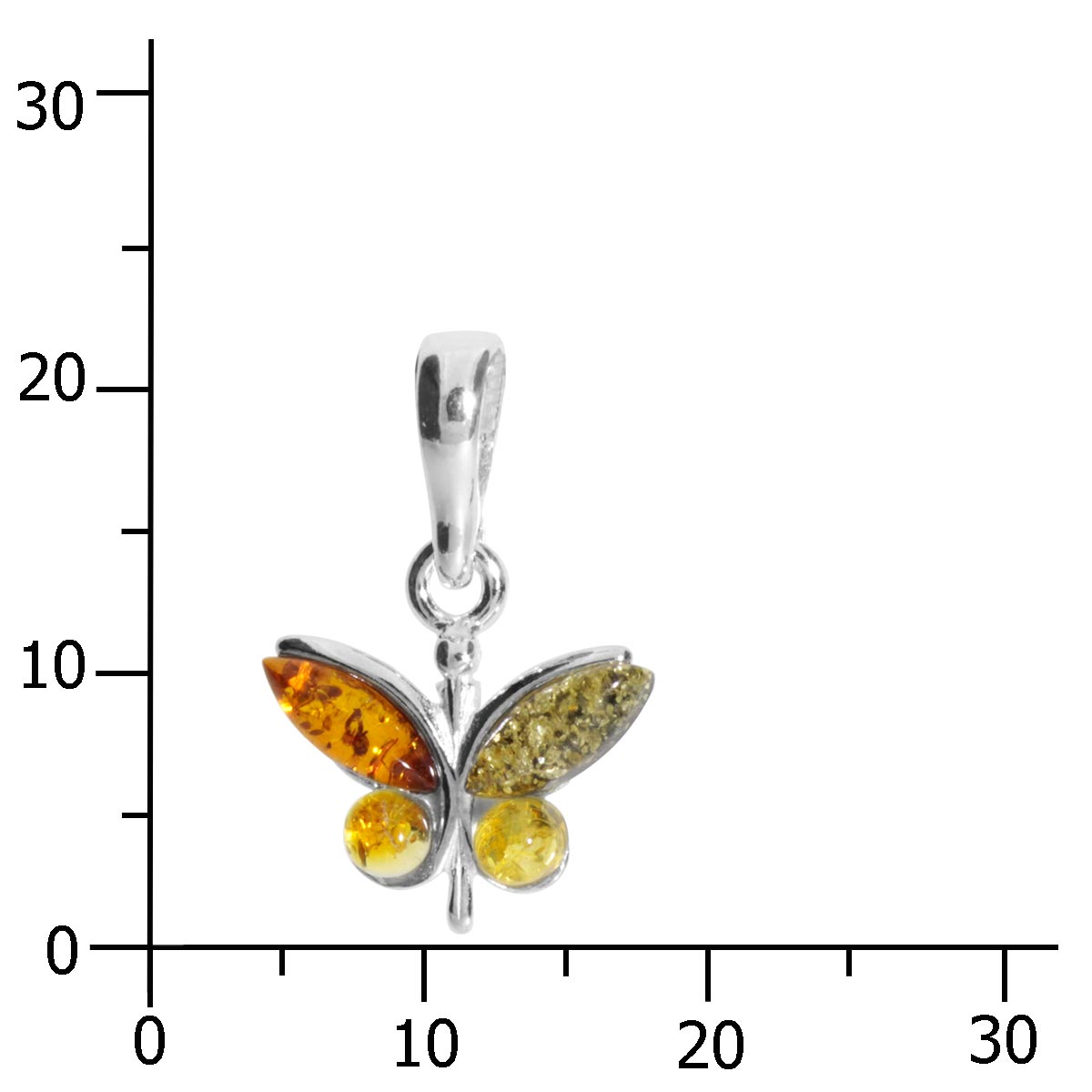 Anhänger Silber 925/000, Schmetterling, Bernstein