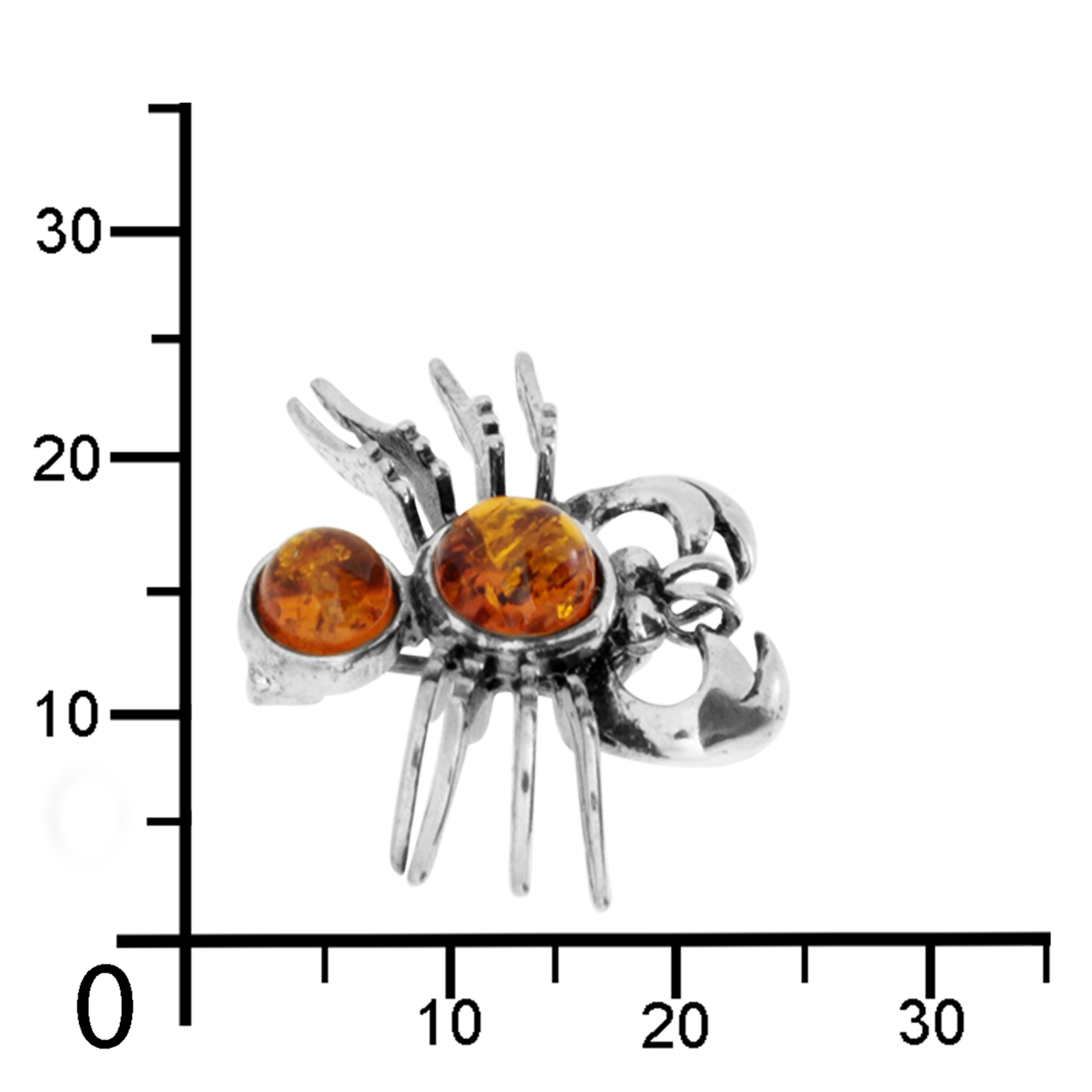 Brosche "Krebs" Silber 925/000,  Bernstein  Brosche "Krebs" Silber 925/000,  Bernstein