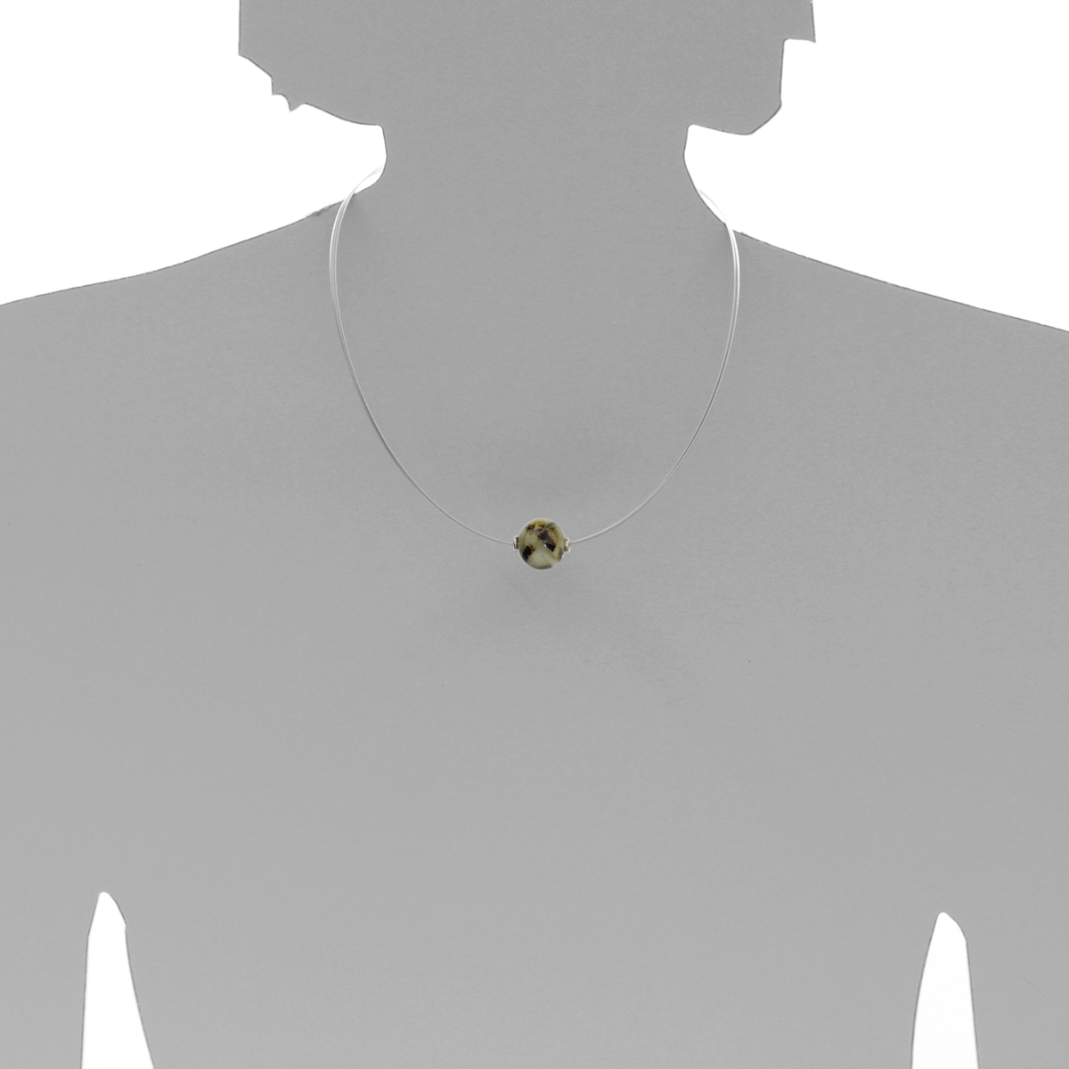 001-403115-A445soGblzE8TeRDSf Edelstahlcollier 3/45 cm, Silber 925/000, Kugel 15 mm, Bernsteinmosaik