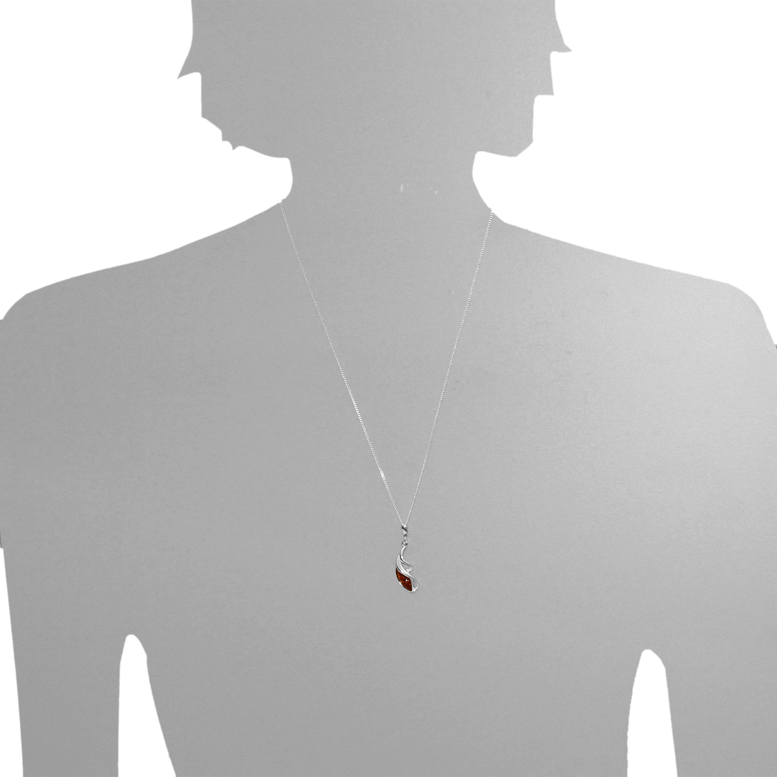 Kette mit Anhänger Silber 925/000, Bernstein -Länge wählbar- Kette mit Anhänger Silber 925/000, Bernstein -Länge wählbar-