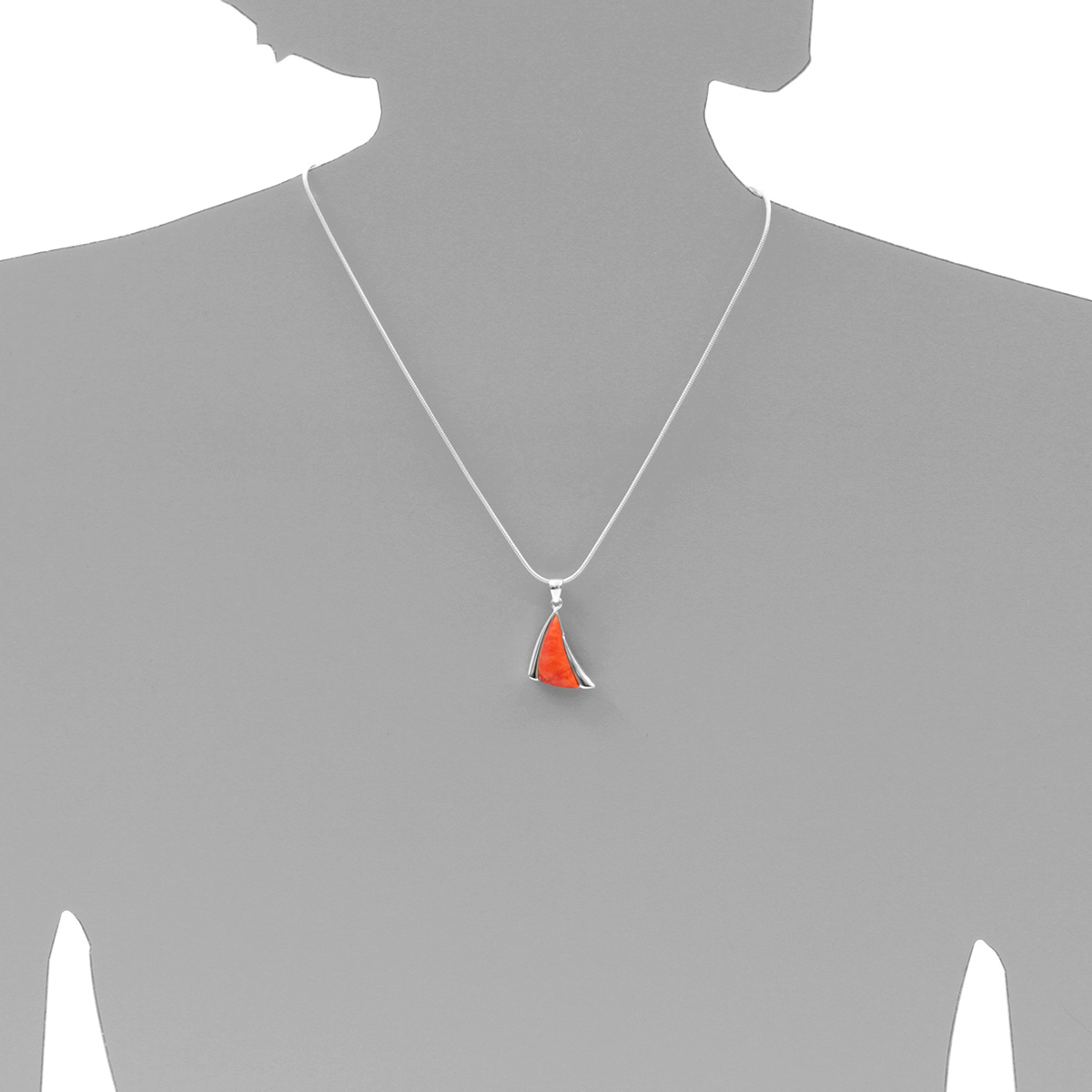 001-201400-A445s Kette mit Anhänger, Silber 925/000, 45 cm, rek. Koralle