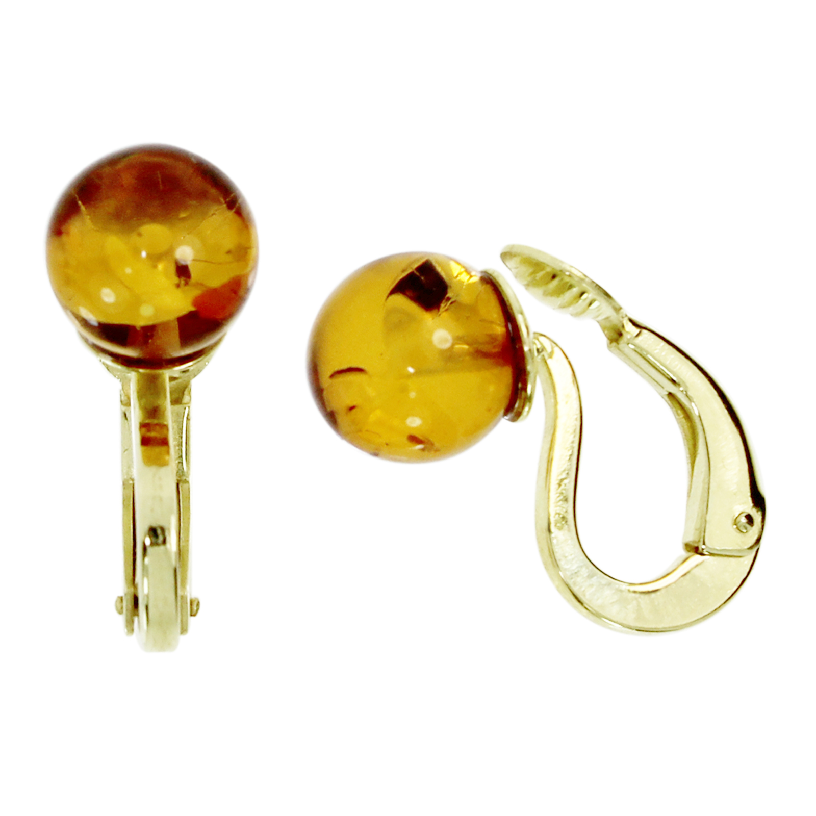 Ohrclip Kugel Gold 333/-, Bernstein 