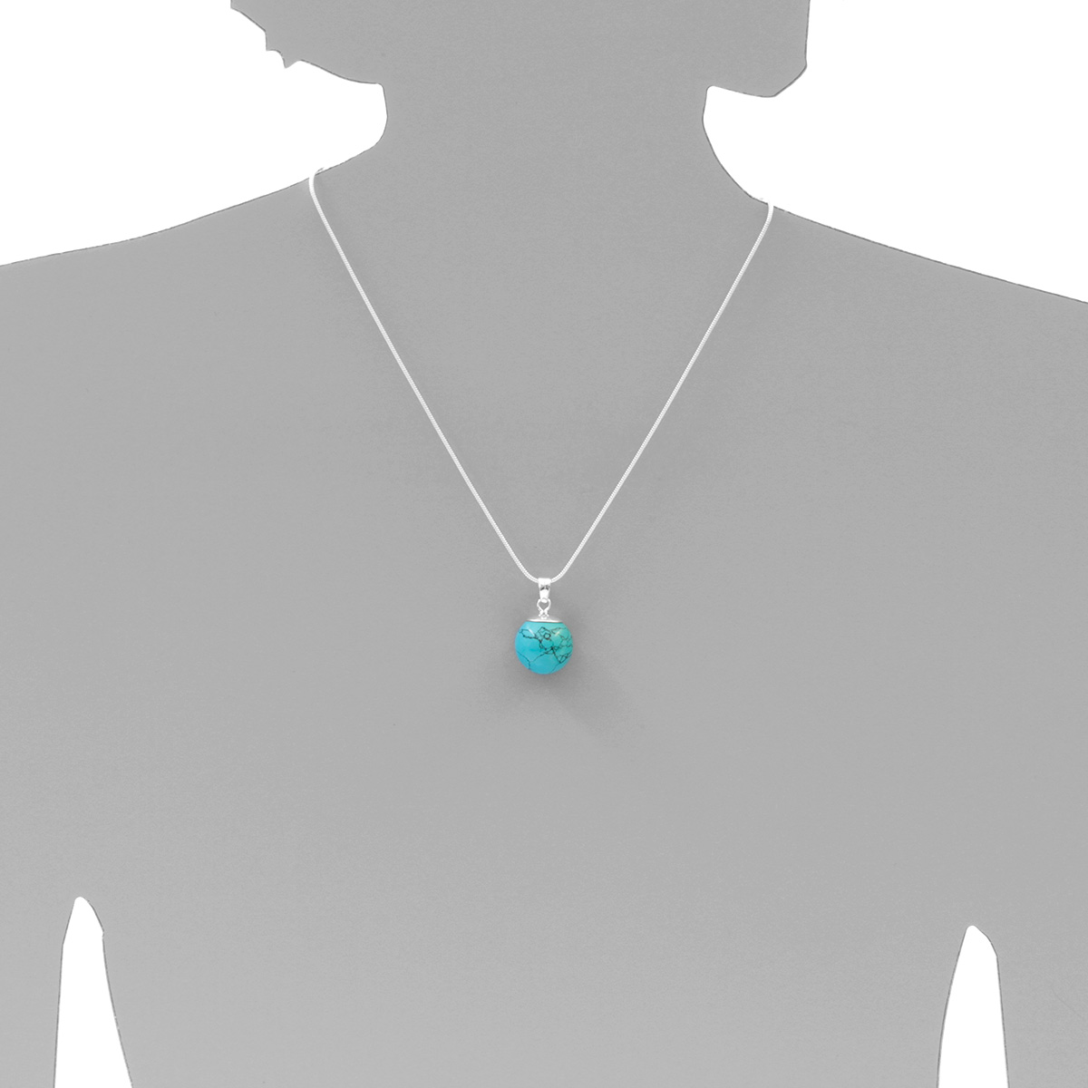 001-203599-B345s Kette mit Anhänger Silber 925/000, 45 cm, rek. Türkis