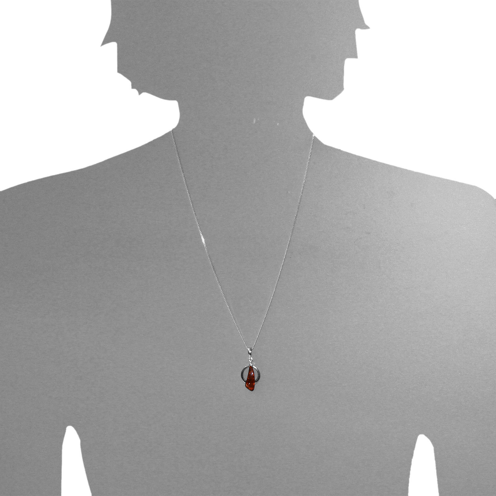 Kette mit Anhänger Silber 925/000, Bernstein -Länge wählbar- Kette mit Anhänger Silber 925/000, Bernstein -Länge wählbar-