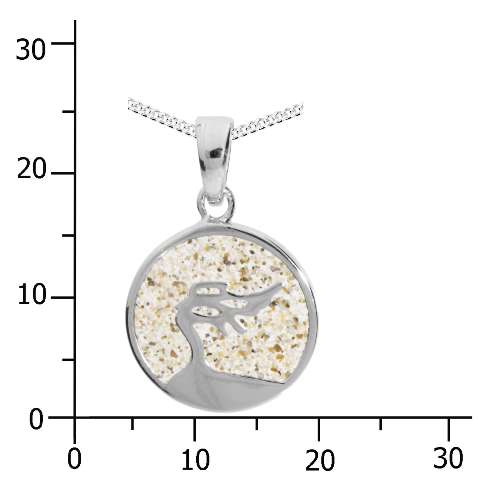 112-200020-A145k Kette mit Anhänger "Windflüchter", Strandsand, Silber 925/000, -Länge wählbar-