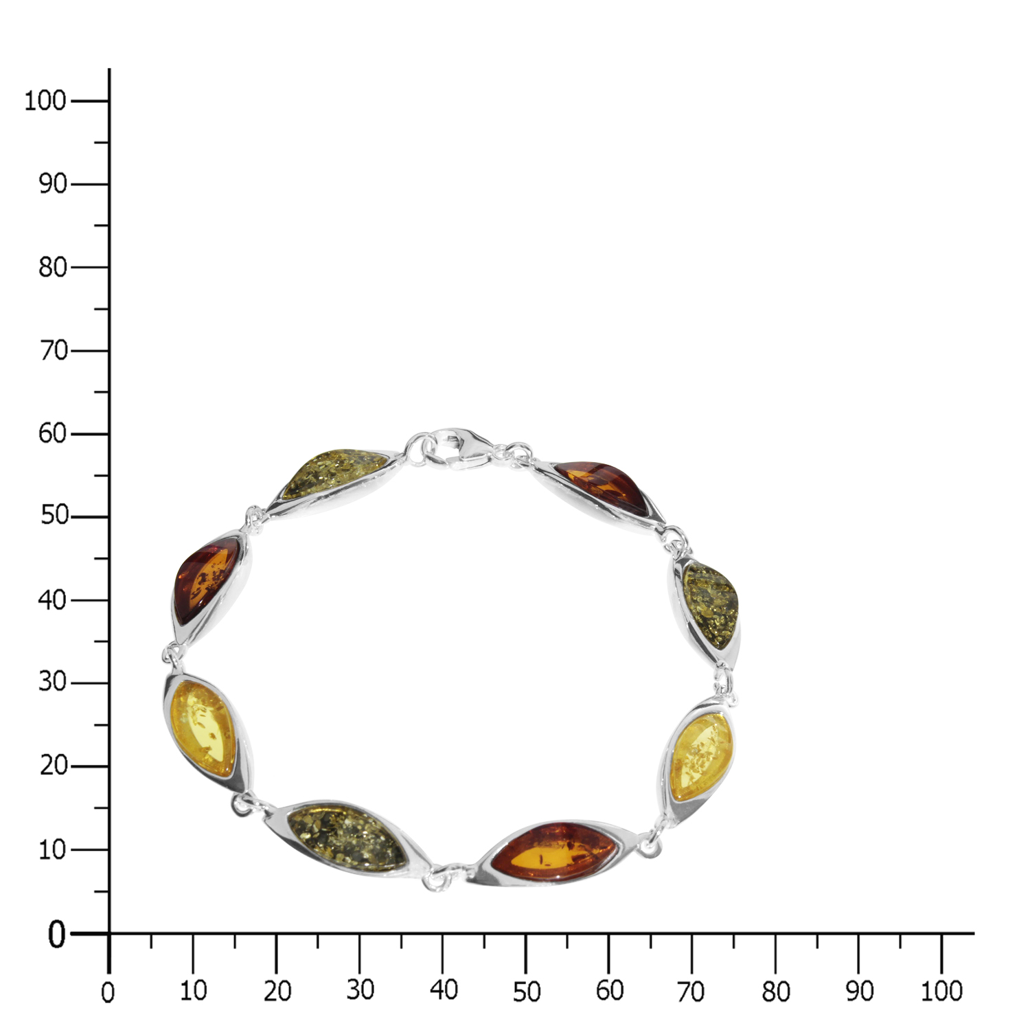 089-210173-0100k Armband, Silber 925/000,  Bernstein